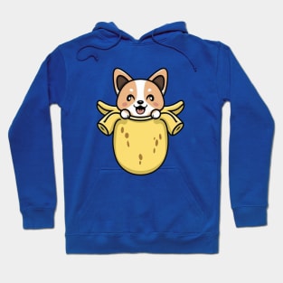 a kawaii corgi banana coming out of it Hoodie